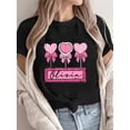 thumbnail image 1 of Women's Short Sleeve Crew Neck T-Shirt, Valentine's Day Heart & Candy Print, Casual Sports Style, Polyester 95% Spandex 5%, Medium Stretch Knit Fabric, All Seasons Tee For Adult, Men, Women, Teen, Te, 1 of 7