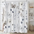 thumbnail image 1 of Cortina de ducha Ounissouiy Flores de color agua Beige 180 cm x 180 cm, 1 of 6