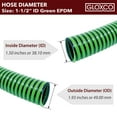 thumbnail image 5 of Gloxco Heavy Duty EPDM All Weather Suction Hose, Black Tube, Lime Green Helix, 50 PSI Max Pressure, 1-1/2" Inside Diameter, 30 ft Length, 5 of 6