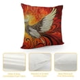 thumbnail image 4 of Leisuo  Orange Throw Pillow Cushion Cover, Illustration of Flying Phoenix Bird in The Burning Mythical Creature Print, Decorative Square Accent Pillow Case, Orange and Yellow White, 4 of 5
