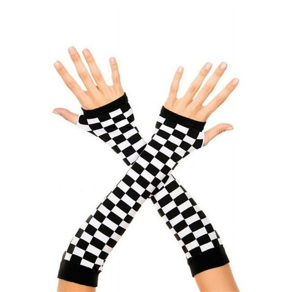 Checker board arm warmers 494-BLACK-WHITE