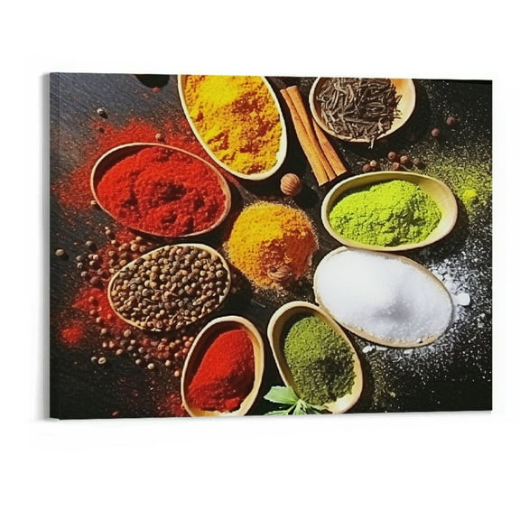 Creowell Home Office Decor Assorted Condiments Canvas Wall Art Picture 20x16in for Living Room Bedroom 20x16in