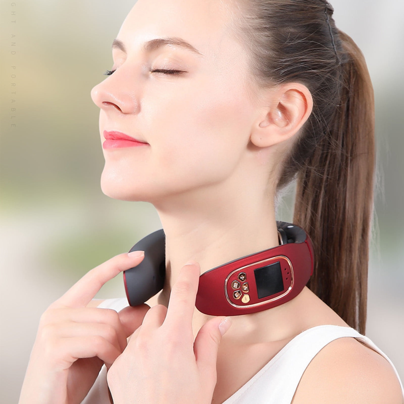 Werulen Neck Massager With Heat 4 Modes 15 Temperature Levels, Portable Electric Cervical Massage Device, Rechargeable Pain Relief for Shoulder Back, Holiday Gift for Partner Parents Office
