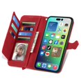 thumbnail image 4 of SaniMore Case for iPhone 14 Plus 6.7" 2022, PU Leather Zipper Wallet Detachable Lanyard Retro Embossed Flower Crad Slots Flip Kickstand Full Body Protective Drop-proof Case For iPhone 14 Plus, Red, 4 of 15