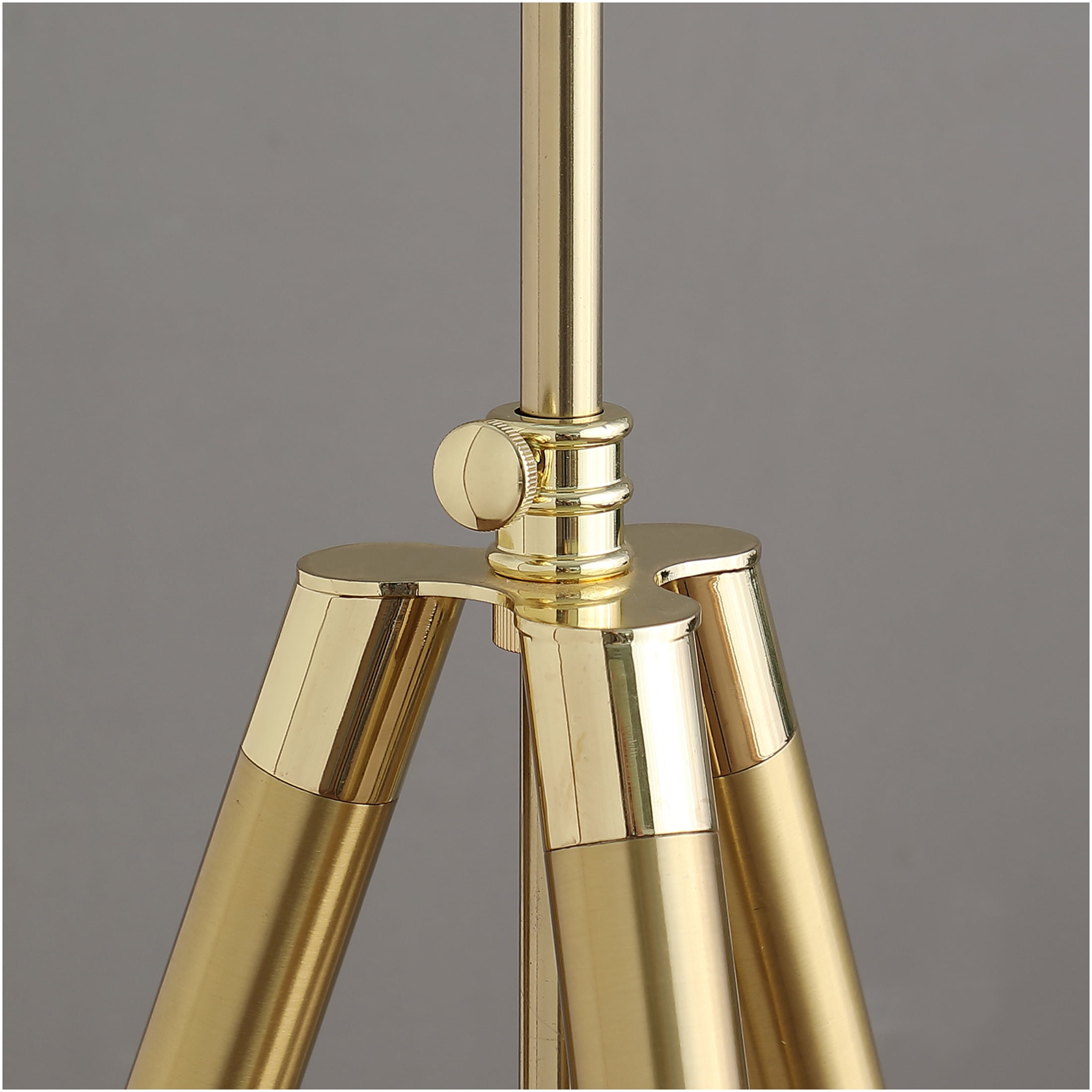 JERFIT Adjustable Tripod Floor Lamp with White Drum Shade, Modern Gold Standing Lamp for Living Room, Bedroom, Office Decor