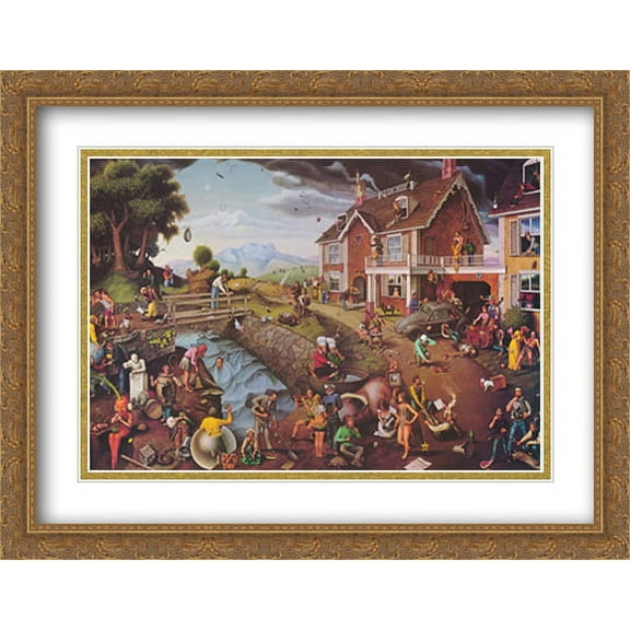 Proverbidioms 2x Matted 32x26 Large Gold Ornate Framed Art Print by Thomas E. Breitenbach