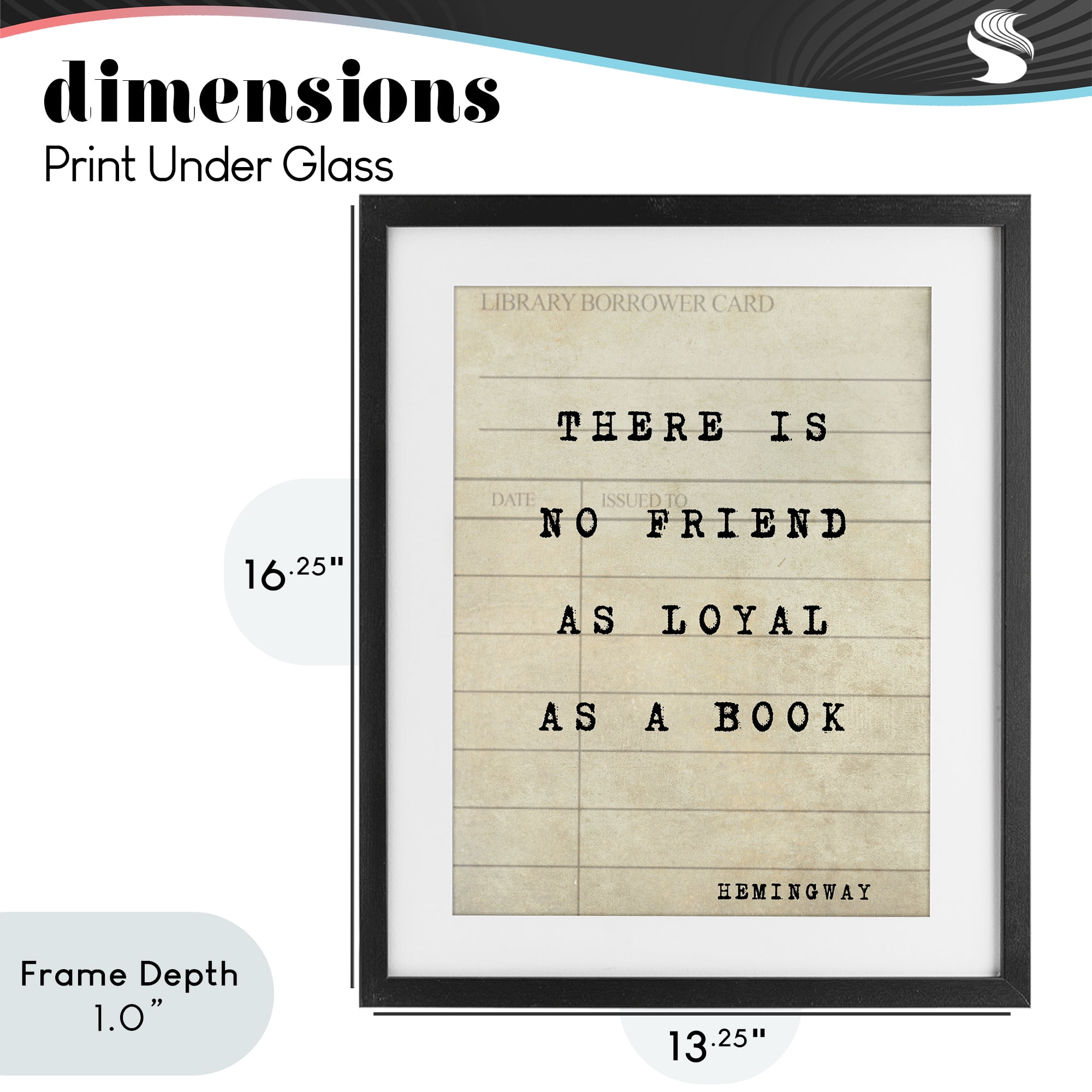 Stupell Industries No Friend As Loyal As A Book Black Framed Print Under Glass, design by Julia Frost