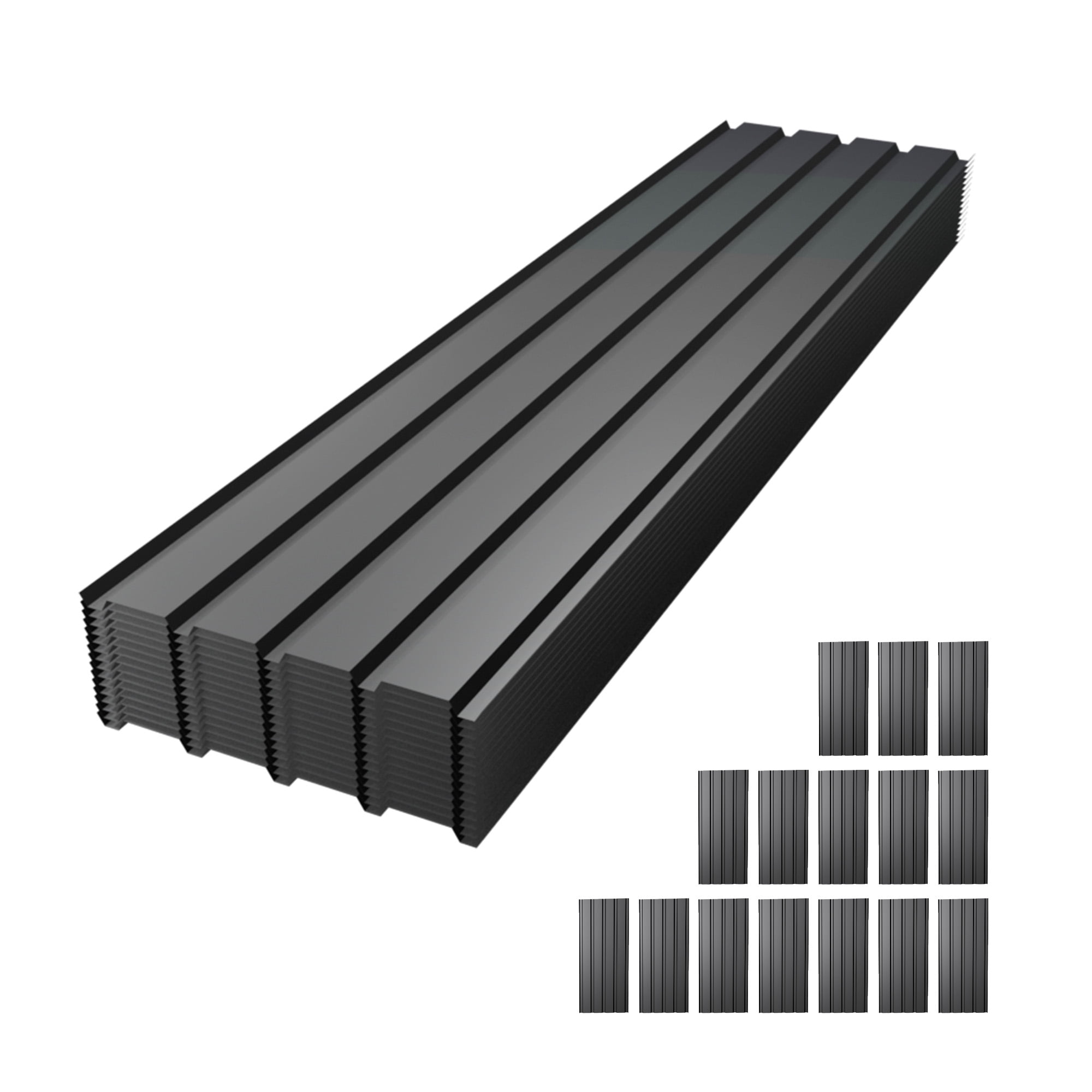 Galvanized Metal Roof Panels 15 PCS 72.8 Inch Length, Waterproof Corrugated Roofing and Roof Panels for Sheds Garages Patios, Gray