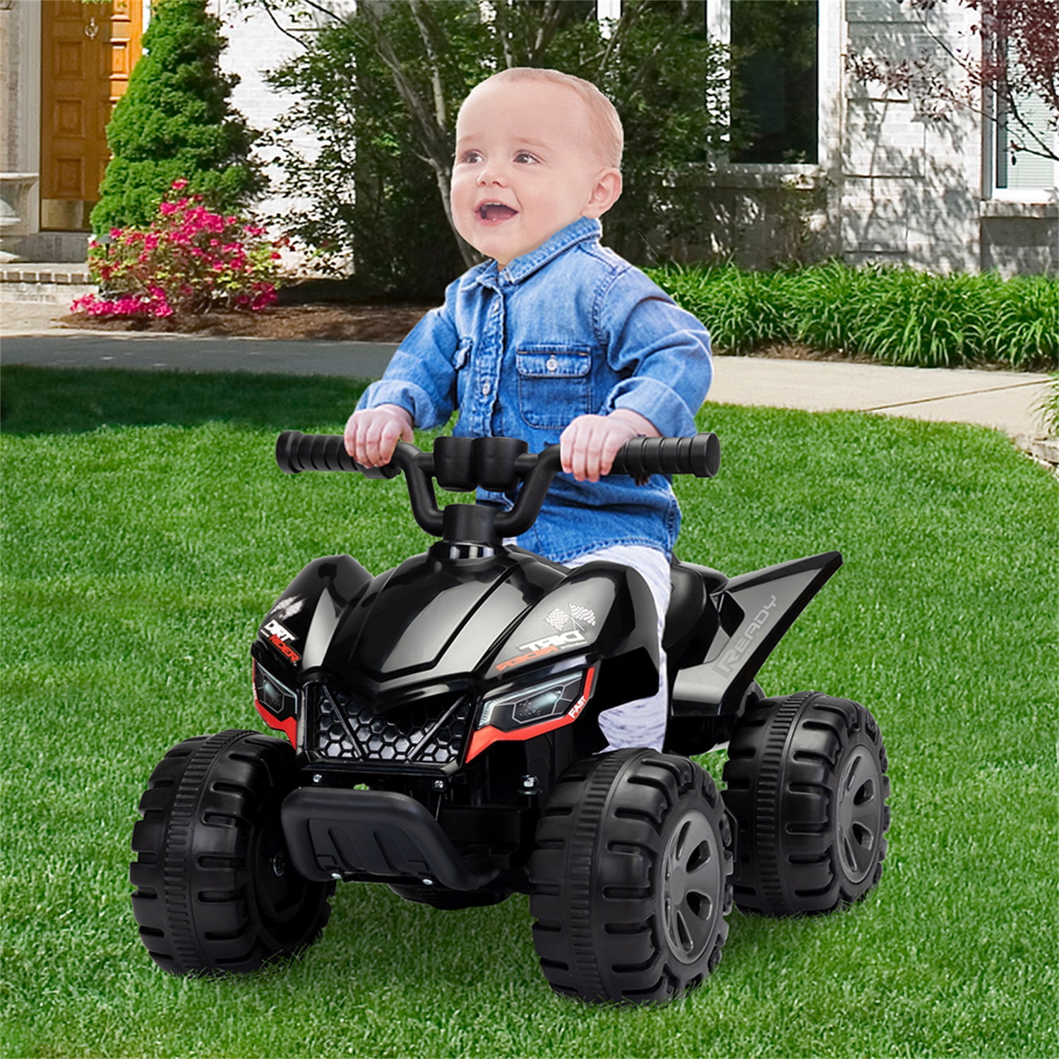 CIPACHO 6V Kids Ride-On Electric ATV, 4-Wheeler Quad Car Toy with Music for Toddlers Age 3-5, LED Headlights and Spray Device, Black CIPACHO 6V Kids Ride-On Electric ATV, 4-Wheeler Quad Car Toy with Music for Toddlers Age 3-5, LED Headlights and Spray Device, Black