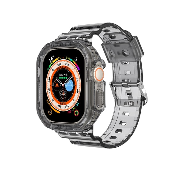 Clear All-in-One Band Case for Apple Watch Ultra 1/2/3/4, Shockproof TPU Sport Wrist Strap