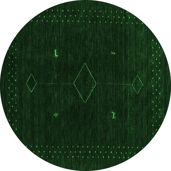 Ahgly Company Indoor Round Abstract Green Contemporary Area Rugs, 3' Round
