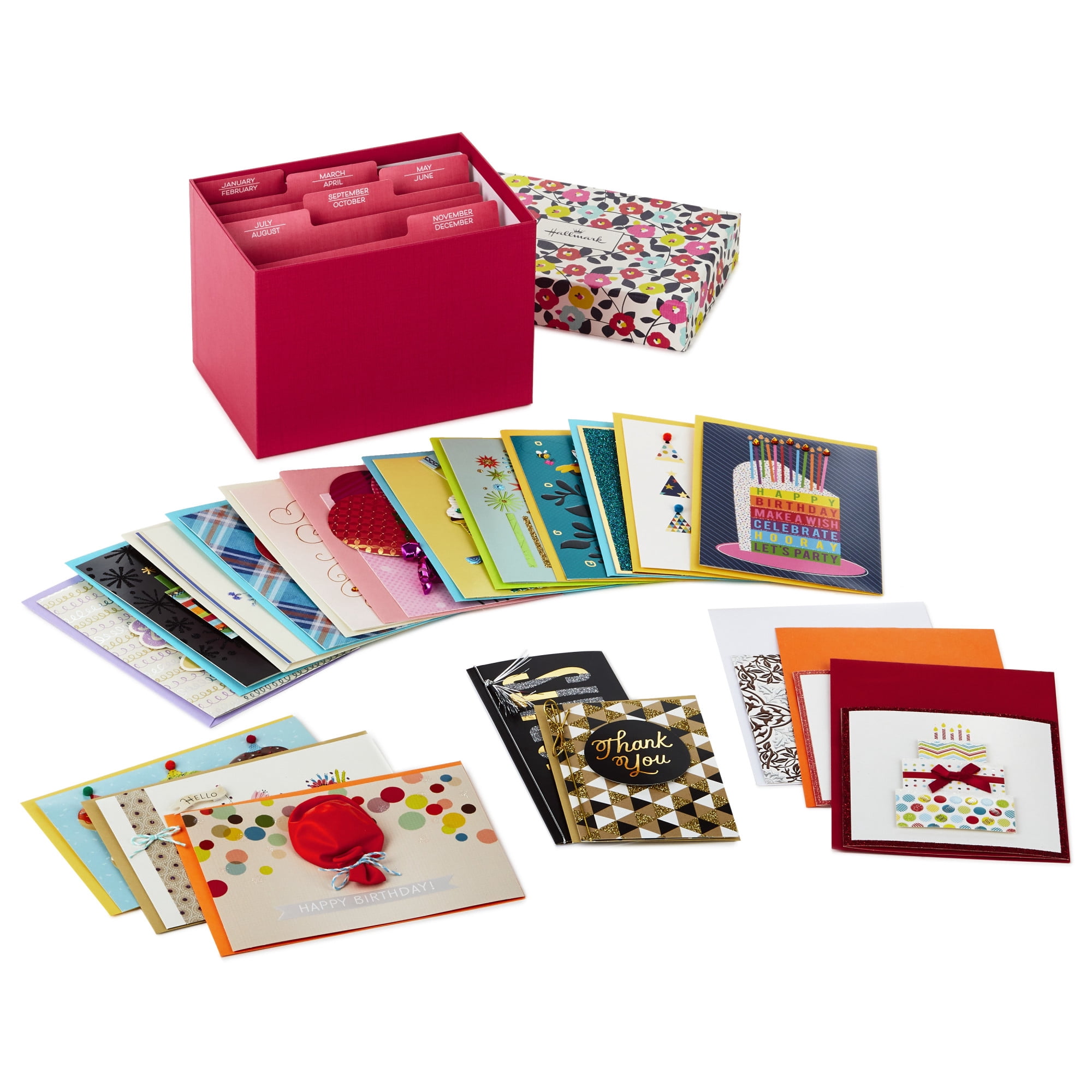 Hallmark Assorted Boxed Handmade All Occasion Greeting Cards (Pink Floral)—Birthday, Baby Shower, Wedding, Sympathy, Thinking of You, Thank You, Pack of 20 With Organizer Box