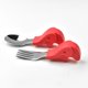 thumbnail image 1 of Tenedor cuchara de entrenamiento para aprender a comer para bebés hipopótamo, mango corto, vajilla de acero inoxidable, tenedor cuchara de silicona para alimentos complementarios para niños, 1 of 1