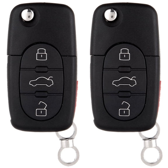 cciyu X 2 Flip Key Fob with Key Blade (Shell Case) 4 buttons Replacement for 97 98 99 00 01 02 03 04 05 for Audi A4 A6 A8 S4 S8 TT Series with FCC 4D0837231E