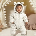 thumbnail image 3 of LOCHEX Toddler Newborn Boy Girl Snowsuit Solid Color with Zipper Winter Jacket Coats Infant Warm Jumpsuit Hooded(with Shoes),White,18-24M, 3 of 8