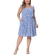thumbnail image 1 of Vestido de verano midi casual de mujer plus size Agnes Orinda para Pascua, con estampado floral, lazo en la espalda, escote cuadrado y mangas cortas con volantes, color azul 4X, 1 of 8