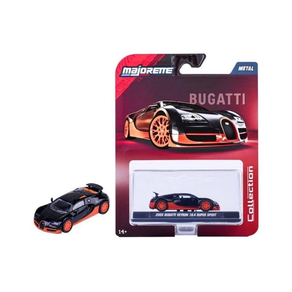 2005 Bugatti Veyron 16.4 Super Sport Black with Orange Accents "Collection" Series 1/64 Diecast Model Car by Majorette