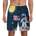 thumbnail image 2 of Picia Astronaut With USA Flag pattern Mens Swim Trunks with Compression Liner Stretch Beach Shorts Quick Dry with Zipper Pockets No-Chafing Board Shorts-Small, 2 of 9