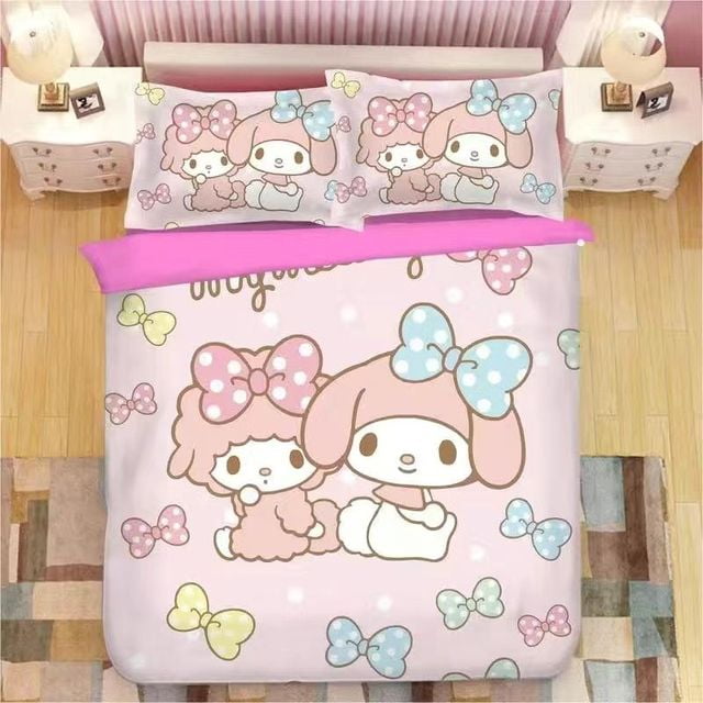 En Hello Kitty My Melody Sanrio Kawaii Anime Blanket Bed Cover Cute Cartoon Kuromi 4 Piece Bed Sheet Princess 3 Piece Set Girls Toy Other 2.0m Bed