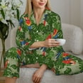 thumbnail image 6 of Gukieu Parrots And Tropical Leaves Print Women's Long Sleeve Pajama Set, Button Top Elastic Pocket Pajama Pants Two Piece Set Home Wear-XX-Large, 6 of 7