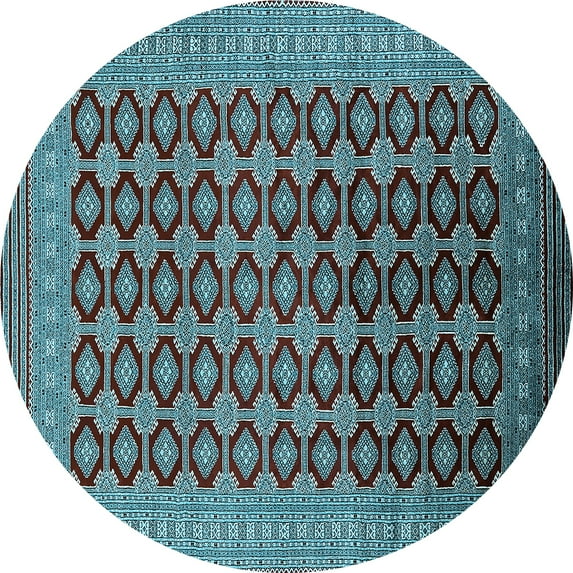 Ahgly Company Indoor Round Oriental Light Blue Industrial Area Rugs, 7' Round