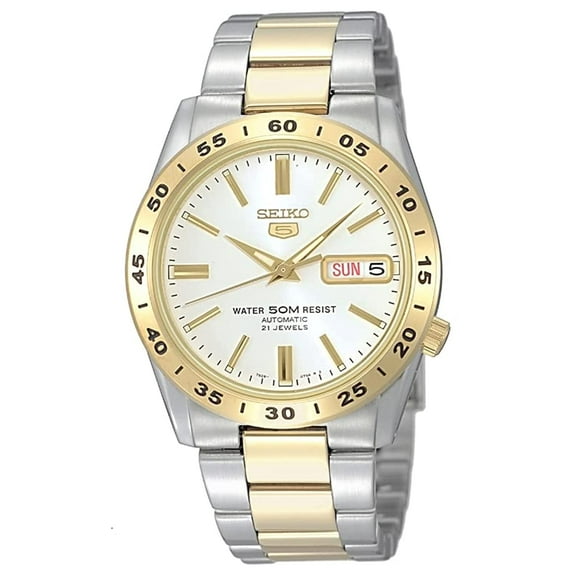 SEIKO SNKE04 Automatic Watch for Men 5-7S Collection - Champagne Dial, Day/Date Calendar, Luminous Hands, Two-Tone Stainless Steel Case & Bracelet
