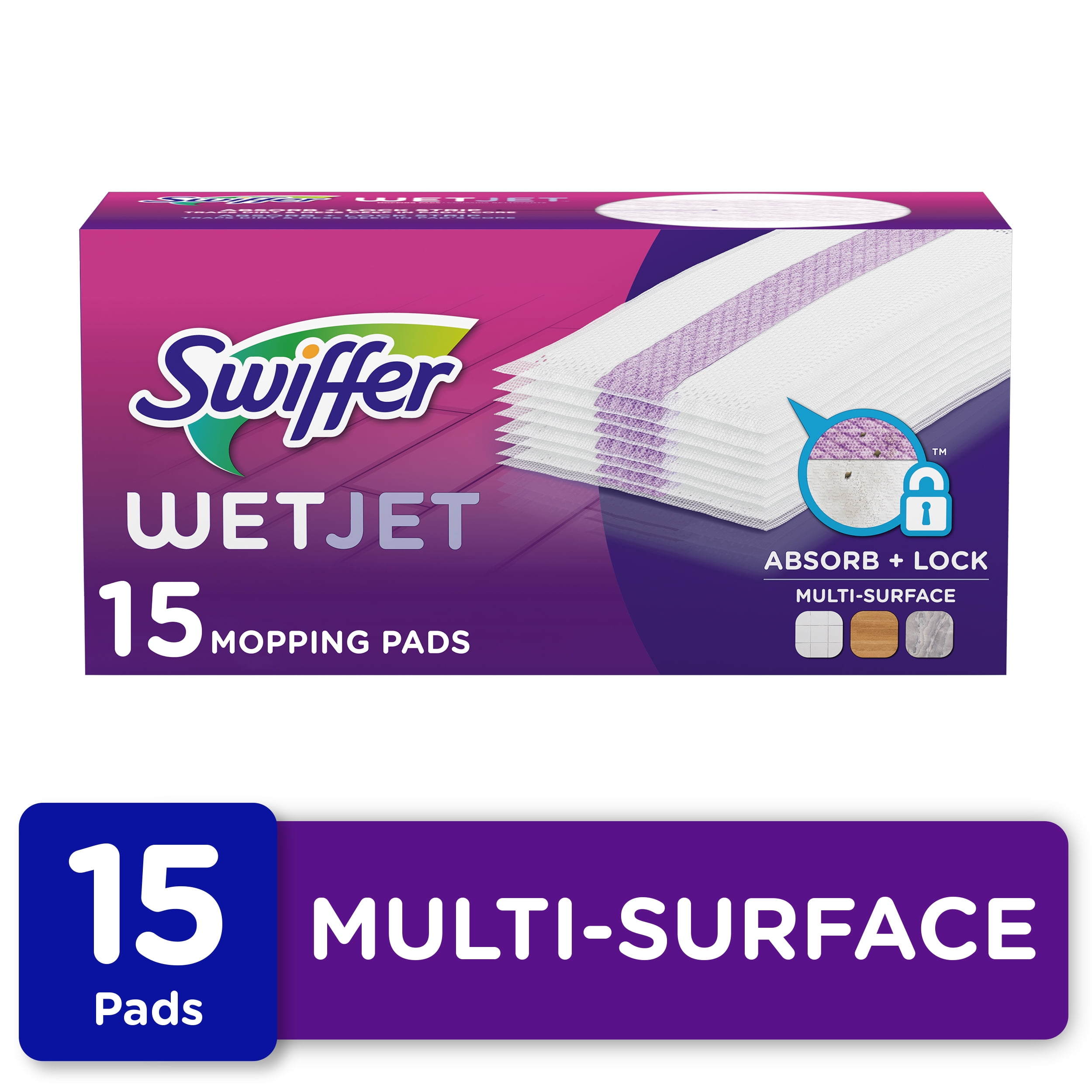 Swiffer WetJet Spray Mop Multi-Surface Mopping Pads for Floor Cleaning, 15 Count