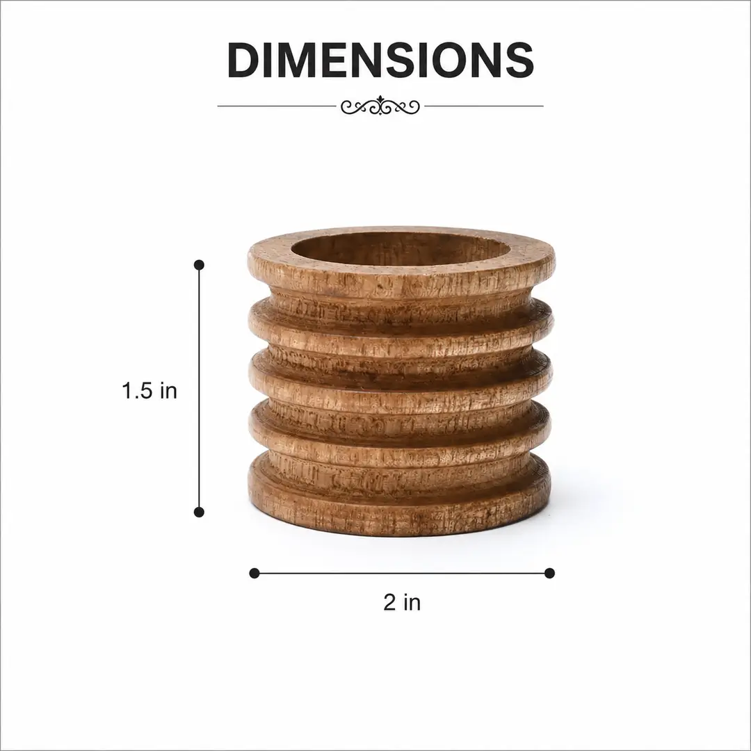 Set of 4 Wooden Napkin Rings for Dining