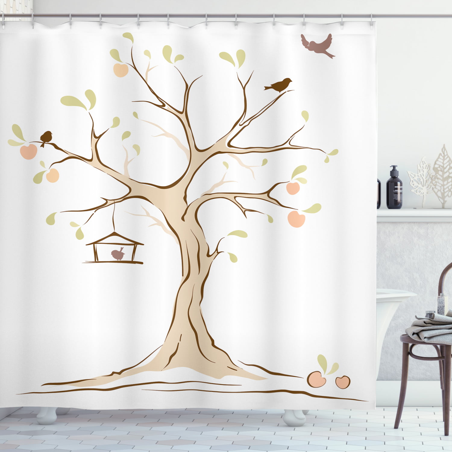 Parrots on Tree Branch Waterproof Bathroom Accessories Fabric Shower Curtain 71" 
