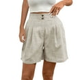 thumbnail image 1 of Timegard Shorts for Women High Waist Button Solid Color Ruched Straight Leg Work Office Casual Shorts, 1 of 8