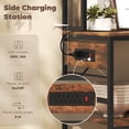 thumbnail image 3 of Rustic Brown 5-Tier Baker's Rack with Power Outlet & LED Light - Kitchen Coffee Bar Station | 31.5"W x 66.9"H | Adjustable Shelving & 10 Hooks, 3 of 7