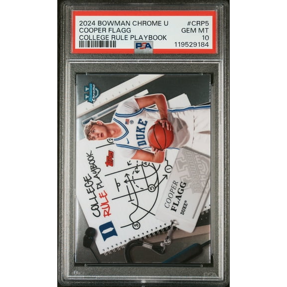 Graded 2024 Topps Bowman Chrome U Cooper Flagg #CRP5 College Rule Playbook Rookie RC Basketball Card PSA 10 Gem Mint