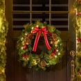 thumbnail image 2 of 24" Prelit Artificial Spruce Wreath Pinecone Red Berries Battery Operated, 2 of 10