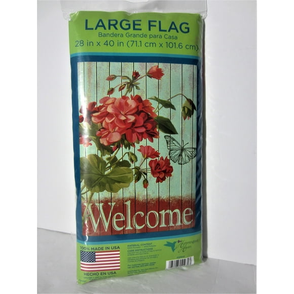Hummingbird Haven Grand Drapeau Fleurs de Bienvenue & Papillon 28 Pouces x 40 Pouces