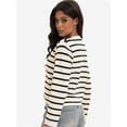 thumbnail image 2 of Women's Striped Cardigan Sweater Trendy Long Sleeve Button Down Crew neck Cardigans, 2 of 6