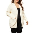 thumbnail image 4 of Agnes Orinda Women's Plus Size Sweaters Long Sleeve Open Front Cardigans with Pockets 1X Apricot, 4 of 5