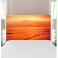 thumbnail image 1 of Ocean Headboard, Twilight Seascape at Karon Beach Thailand Exotic Vacation Getaway Destination Picture, Upholstered Decorative Metal Bed Headboard with Memory Foam, Twin Size, Red Yellow, by Ambesonne, 1 of 4