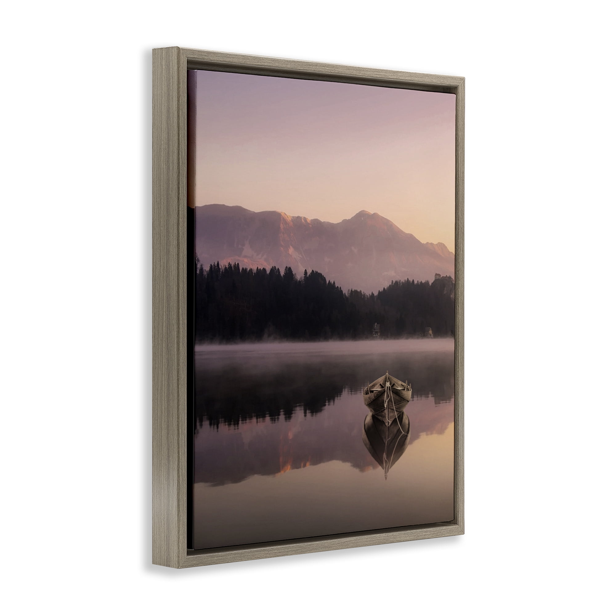 Stupell Industries Tranquil Lake Sunsets Brown Framed Floater Canvas Wall Art, design by Marcus Prime