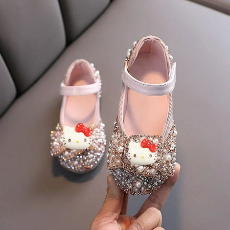 

Sanrio hello kitty Girls Sandals Spring Autumn New Casual shoes kuromi Diamond Bow Children Dance Shoes Performance Shoes ZZ