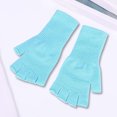 thumbnail image 2 of YWOAGH Kids Solid Color Fashionable Acrylic Long Sleeve Thermal Half Finger Mittens for Winter Outdoor Play Blue_01 One Size, 2 of 5