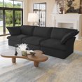 thumbnail image 5 of bokifol Deep Modular Sectional Sofa,Cloud Couch 3-Seat Sofa with 2 Pillows,Sectional Couches for Living Room,Apartment,Office,Bedroom,Black, 5 of 11
