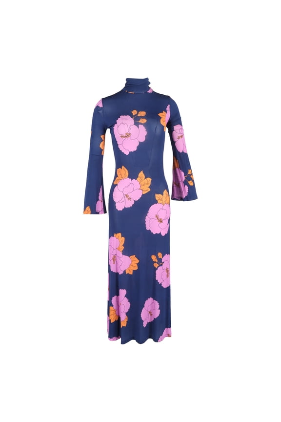 Pre-Owned Dodo Bar Or Brigitte Floral Turtleneck Maxi Dress in Multicolor Viscose