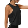 thumbnail image 2 of Jinhomg Womens Cropped Tank Tops Ruched Side Sleeveless Yoga Athletic Shirt Lightweight Quick Dry Workout Gym Tops Black M, 2 of 8