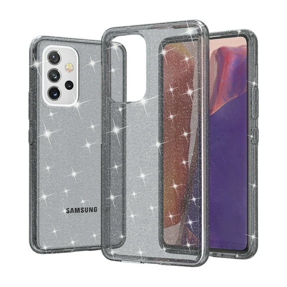 Glitter Clear Case for Samsung Galaxy A53 5G, Shining Sparkle Bling Military Grade Soft TPU Anti-Scratch Shockproof Cover Full Coverage Non-Yellowing Non-Slip Translucent Slim Lightweight Case,Gray
