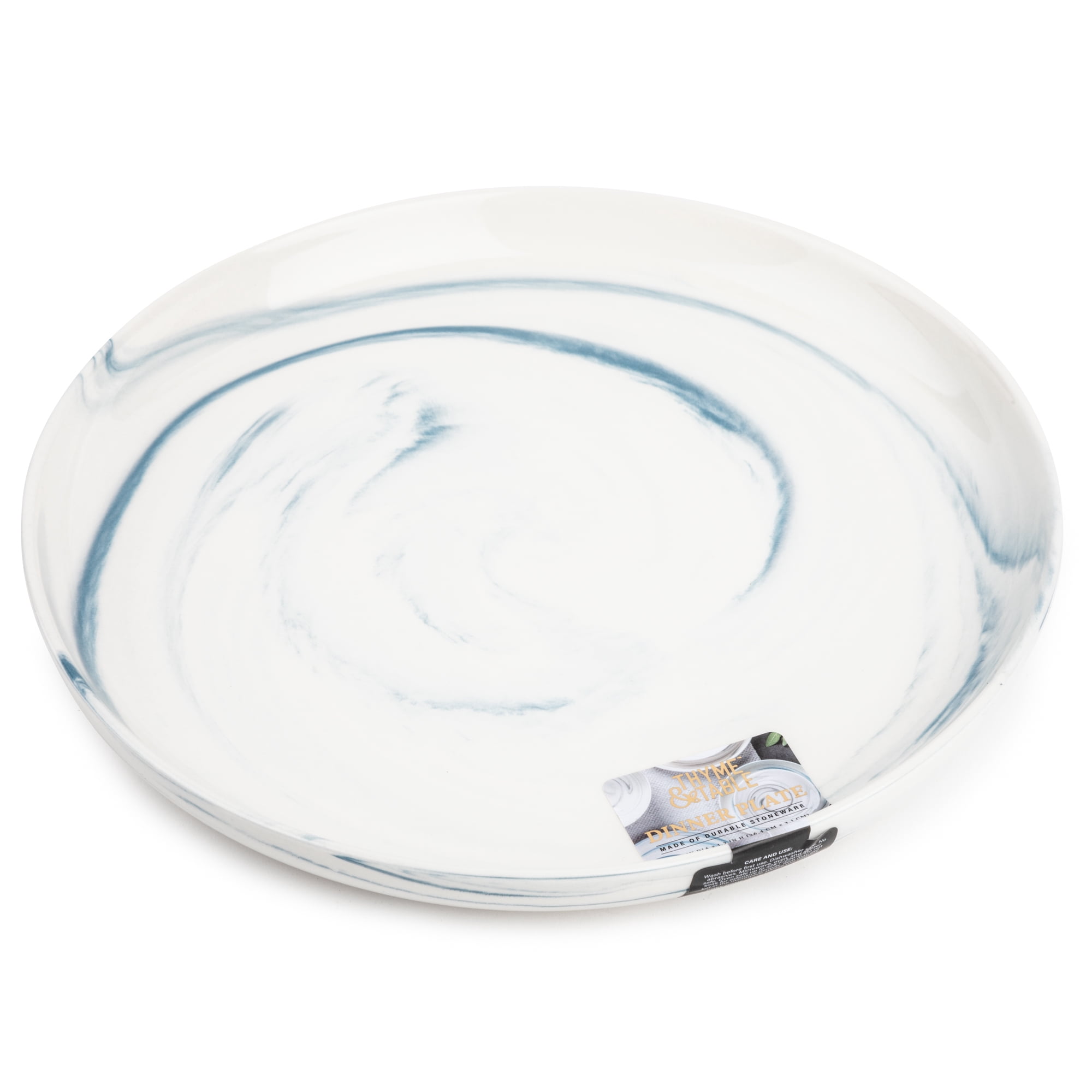 Thyme & Table Blue Marble Stoneware Round Dinner Plate