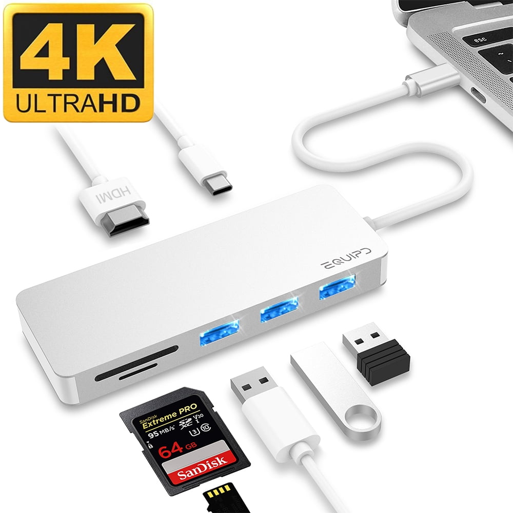 For MacBook 5 in 1 Multi-Port Hub Adapter With USB 3.0 /& Type-C /& 4K HDMI Ports