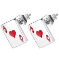 thumbnail image 3 of Novelty Playing Card Ear Studs for Women and Girls Titanium Steel Red Color Fashion Accessory 1 Pair, 3 of 4