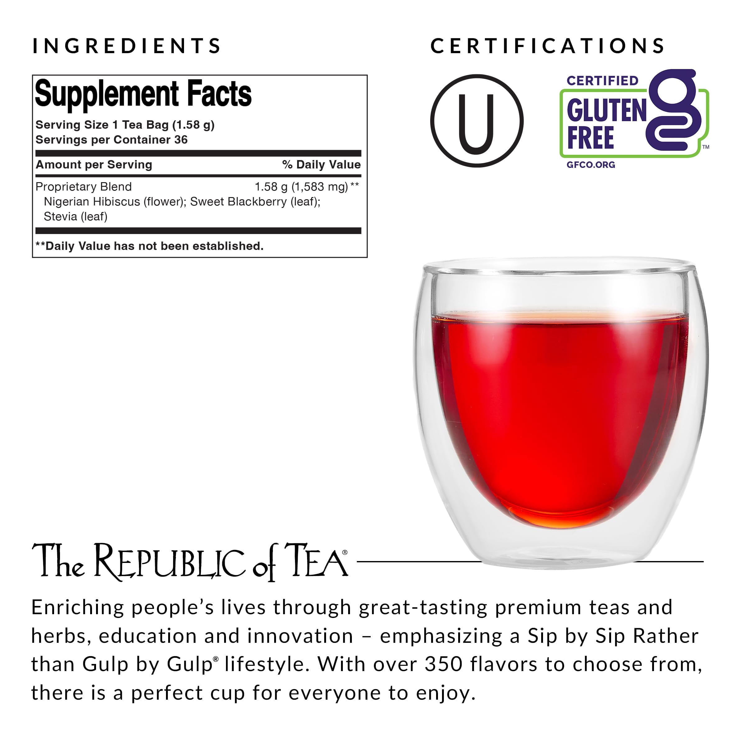 The Republic of Tea Natural Hibiscus Tea (Pack of 5)