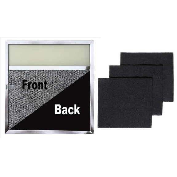 Range Filter with Lens Light   Replacement Charcoal Filters (3-Pack) - 11.5 x 11.75 x .375 with Light Lens