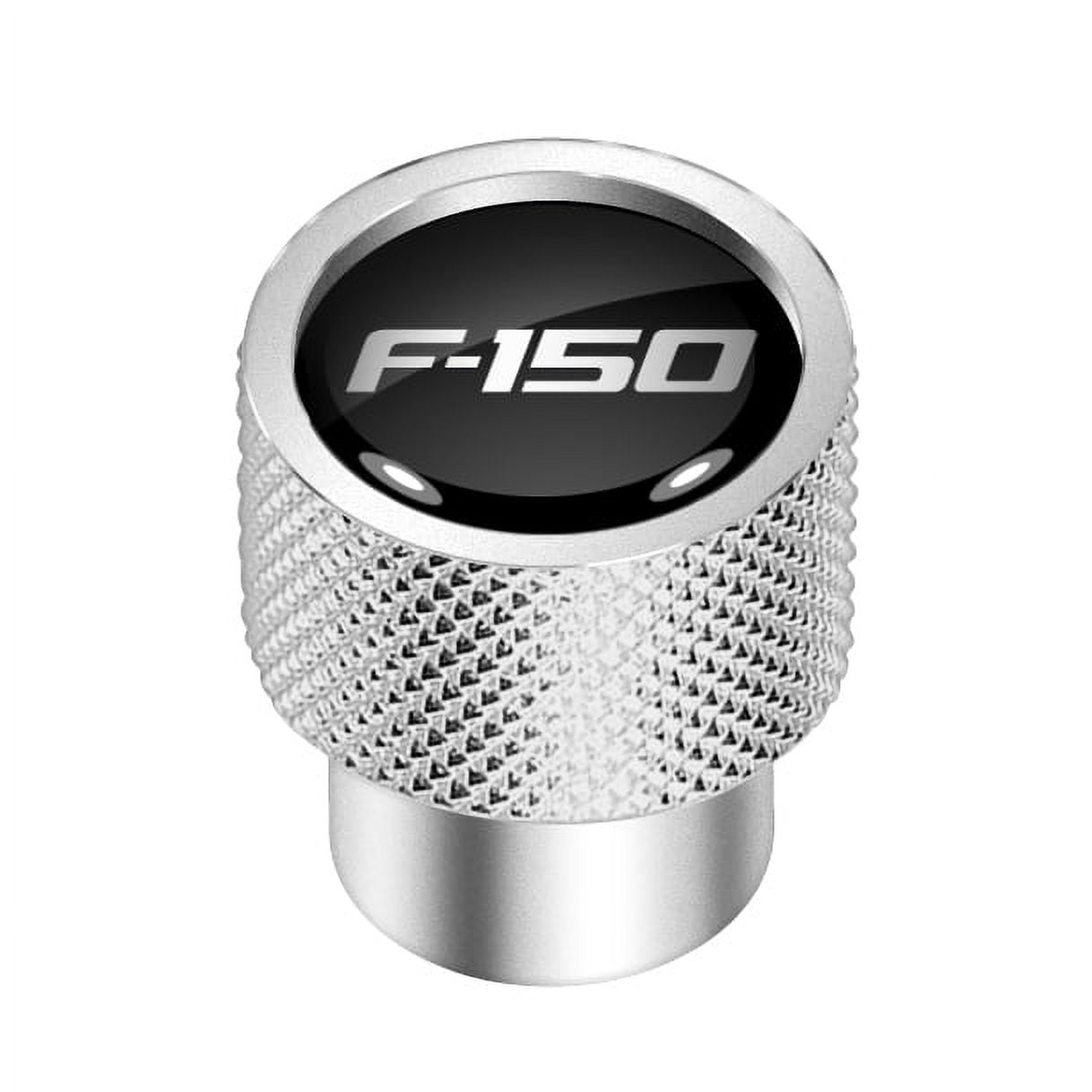Ford F-150 in Black on Silver Chrome Aluminum Tire Valve Stem Caps